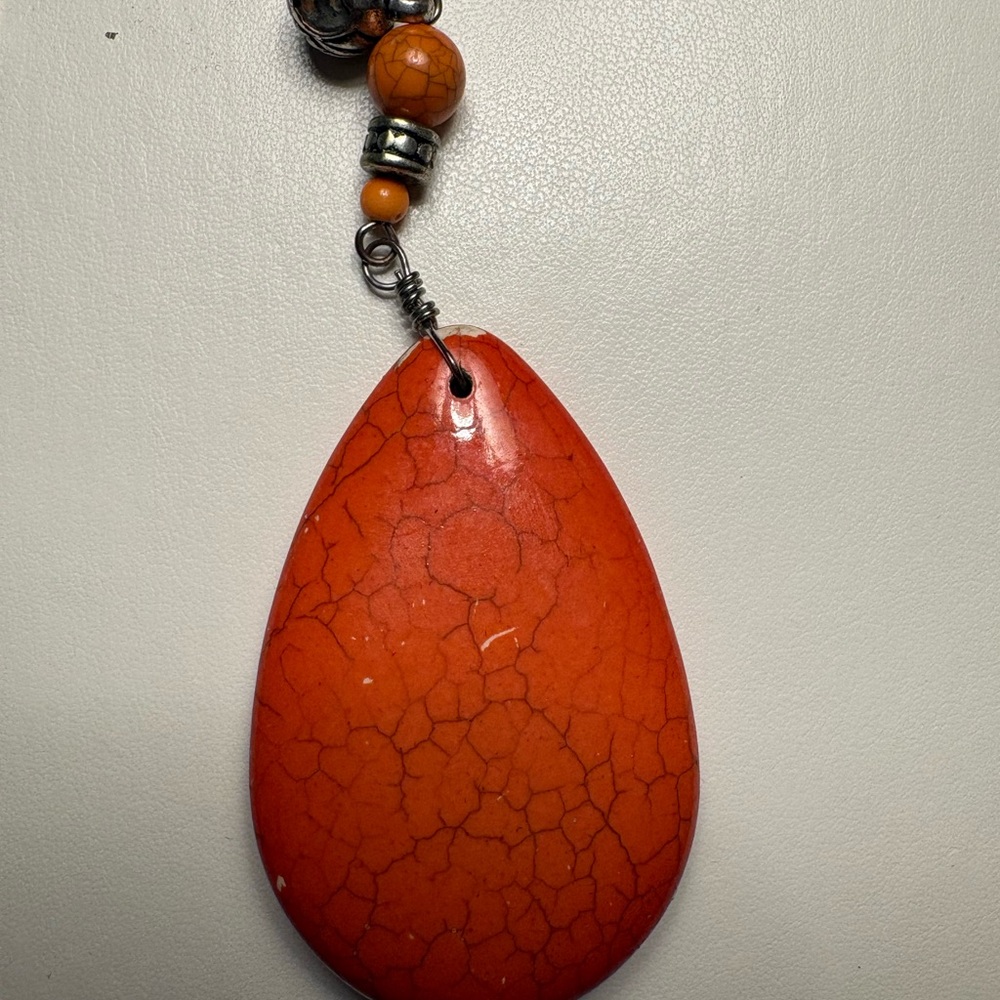 Orange Teardrop Pendant Necklace